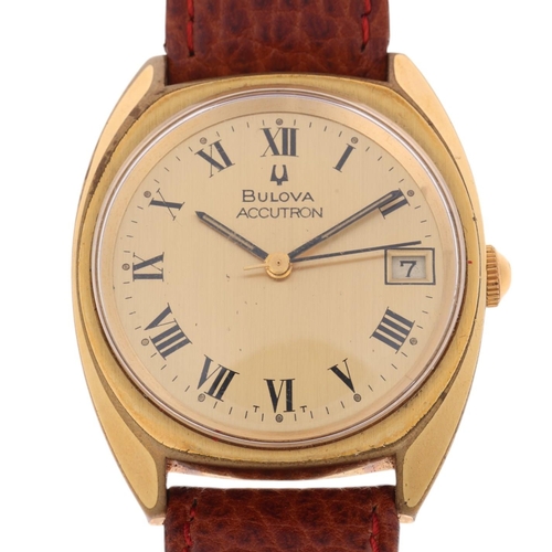 1039 - BULOVA - a Vintage gold plated stainless steel Accutron quartz wristwatch, ref. 7303-3, circa 1970s,... 