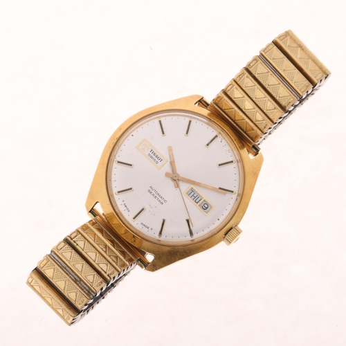 1041 - TISSOT - a Vintage gold plated stainless steel Seastar automatic calendar bracelet watch, ref. 46598... 