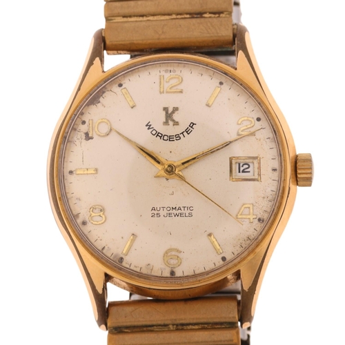 1043 - WORCESTER K - a Vintage gold plated stainless steel automatic calendar bracelet watch, ref. 5002AB, ... 