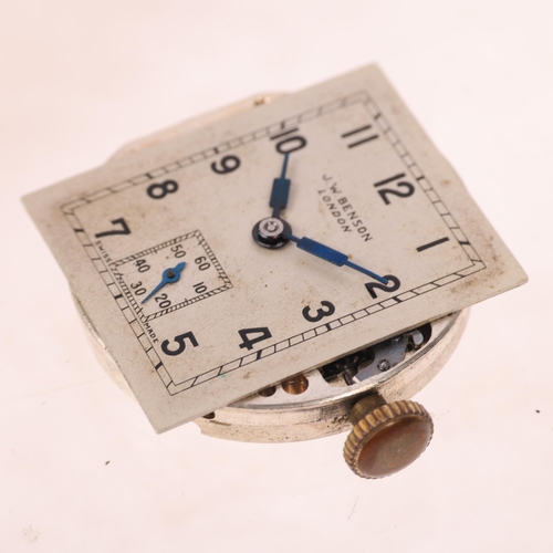 1051 - J W BENSON - an Art Deco silver mechanical wristwatch, circa 1930s, silvered dial with black Arabic ... 