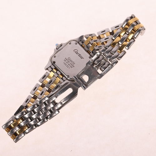 1055 - CARTIER - a lady's bi-metal Panthere quartz bracelet watch, ref. 166921, cream dial with black Roman... 