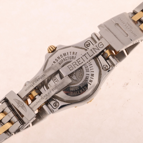 1056 - BREITLING - a lady's bi-metal Starliner quartz calendar bracelet watch, ref. B71340, mother-of-pearl... 