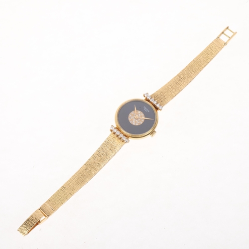 1059 - FONTOR - a Vintage lady's French 18ct gold diamond quartz cocktail wristwatch, circa 1960s, black on... 