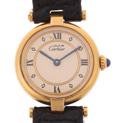 1062 - MUST DE CARTIER - a lady's vermeil sterling silver Vendome quartz wristwatch, ref. 590004, cream dia... 