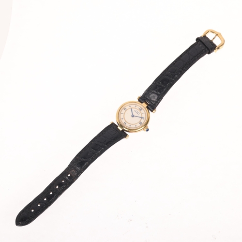 1062 - MUST DE CARTIER - a lady's vermeil sterling silver Vendome quartz wristwatch, ref. 590004, cream dia... 