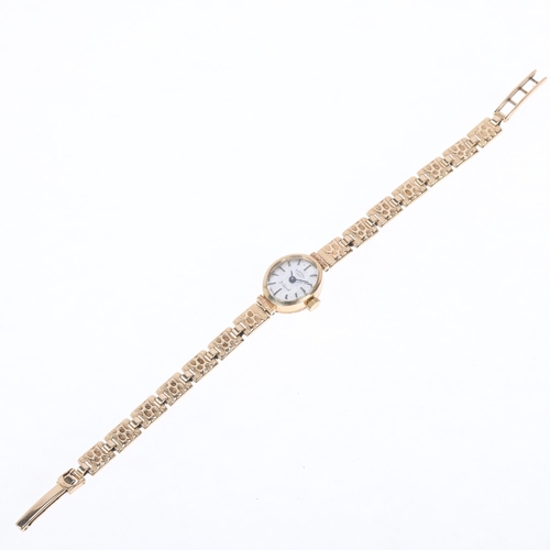 1065 - ROTARY - a lady's 9ct gold mechanical bracelet watch, circa 1960s, silvered brushed dial with applie... 