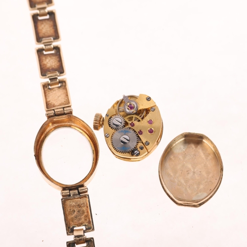 1065 - ROTARY - a lady's 9ct gold mechanical bracelet watch, circa 1960s, silvered brushed dial with applie... 