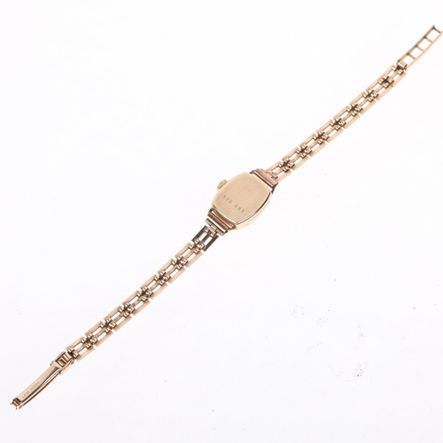 1066 - EVERITE - a lady's 9ct gold mechanical??/quartz?? bracelet watch, circa 1960s, silvered dial with ap... 