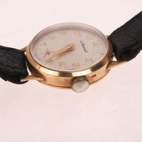 1070 - LE CHEMINANT - a lady's Vintage 9ct gold mechanical wristwatch, circa 1960s, silvered dial with appl... 