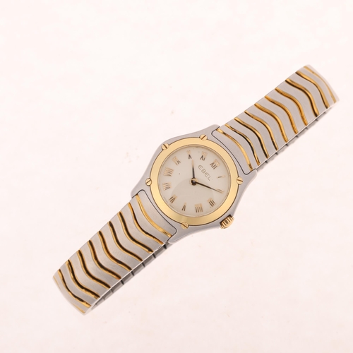 1072 - EBEL - a lady's bi-metal Classic Wave quartz bracelet watch, ref. 1157F11, white dial with applied g... 