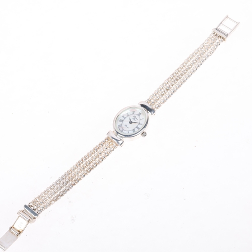 1073 - PRECIOUS TIME - a lady's stainless steel quartz bracelet watch, mother-of-pearl dial with Roman nume... 