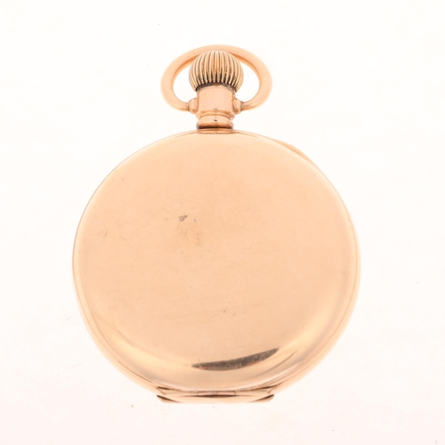 1081 - ROLEX - an early 20th century gold plated half hunter keyless pocket watch, white enamel dial with b... 