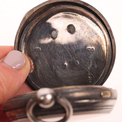 1084 - A late 19th century silver open-face key-wind centre seconds chronograph pocket watch, white enamel ... 