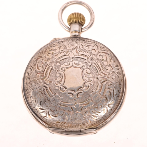 1085 - HEBDOMAS - an early 20th century silver full hunter keyless pocket watch, white enamel semi-skeleton... 