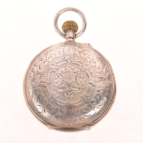 1085 - HEBDOMAS - an early 20th century silver full hunter keyless pocket watch, white enamel semi-skeleton... 