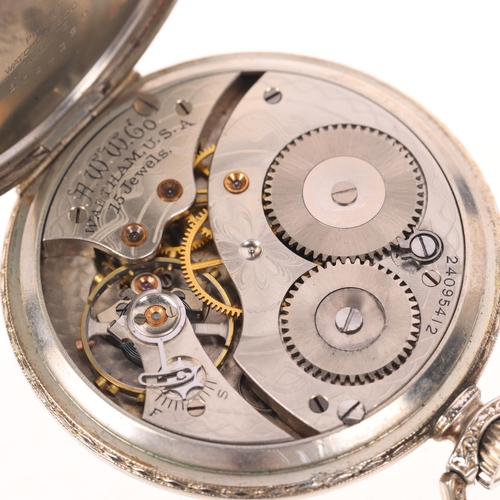 1091 - WALTHAM - an Art Deco American stainless steel slimline open-face keyless pocket watch, circa 1930, ... 