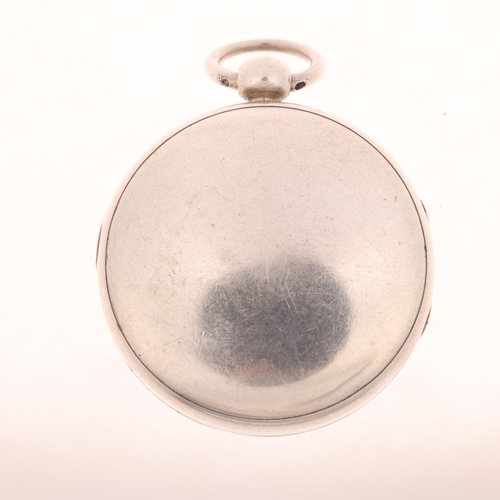 1092 - An early 19th century silver open-face key-wind pocket watch, by Barrauds of Cornhill London, white ... 