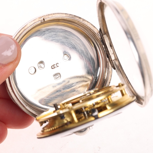 1092 - An early 19th century silver open-face key-wind pocket watch, by Barrauds of Cornhill London, white ... 