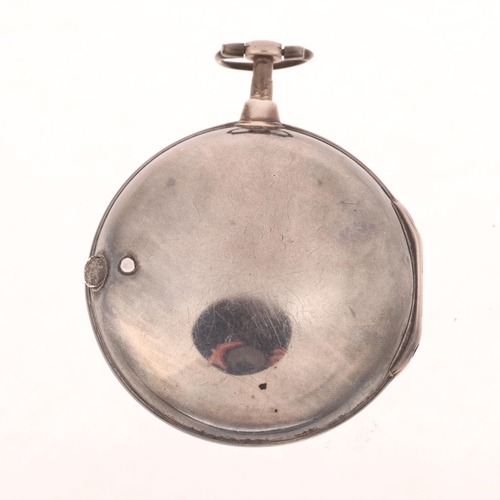 1093 - A late 18th century silver pair-cased open-face key-wind  verge pocket watch, by Charles Hall of New... 