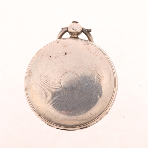 1095 - A mid-19th century silver open-face key-wind pocket watch, by Jn Jones of Strand London, floral engr... 