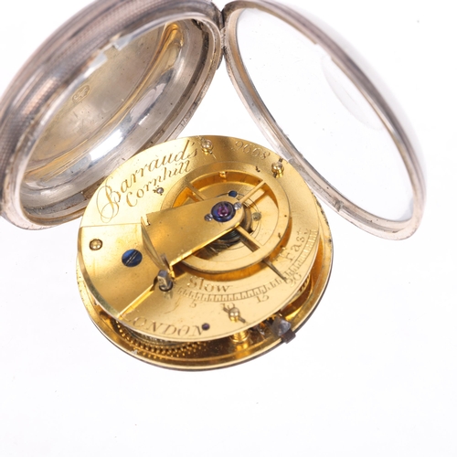 1098 - A mid-19th century silver open-face key-wind verge pocket watch, by Barraud's of Cornhill London, wh... 