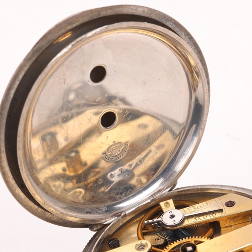 1100 - A 19th century silver open-face key-wind pocket watch, by J N Masters of Rye, white enamel dial with... 