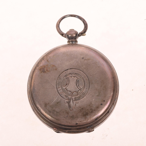 1101 - A 19th century Swiss silver open-face key-wind pocket watch, by J N Masters of Rye Sussex, white ena... 