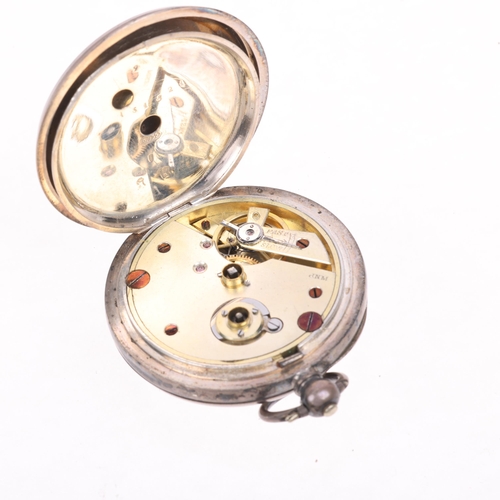 1101 - A 19th century Swiss silver open-face key-wind pocket watch, by J N Masters of Rye Sussex, white ena... 