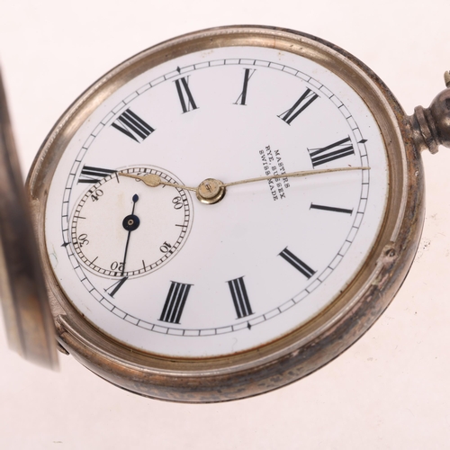 1101 - A 19th century Swiss silver open-face key-wind pocket watch, by J N Masters of Rye Sussex, white ena... 