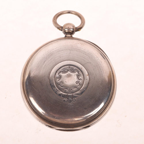 1103 - J W BENSON - a 19th century silver open-face key-wind pocket watch, white enamel dial with black Rom... 