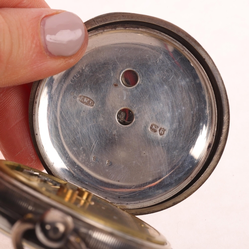 1103 - J W BENSON - a 19th century silver open-face key-wind pocket watch, white enamel dial with black Rom... 