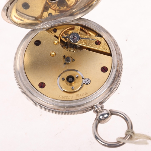 1105 - An Antique Swiss silver open-face key-wind pocket watch, retailed by Fehrenbach Brothers of Chatham,... 