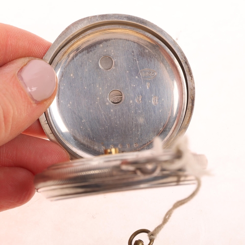 1105 - An Antique Swiss silver open-face key-wind pocket watch, retailed by Fehrenbach Brothers of Chatham,... 