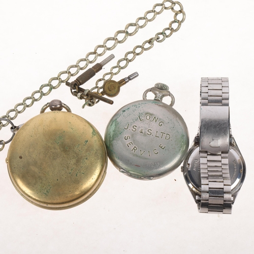 1113 - 3 watches, including Vertex nickel pocket watch, Pulsar quartz, and silver pocket watch (3)