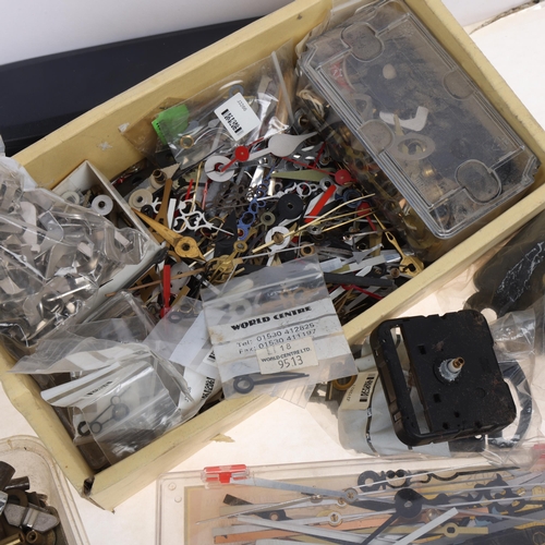 1117 - A quantity of watch movements, parts and spares, including clock hands, Garrard movement, etc