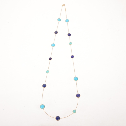 1150 - MARCO BICEGO - an Italian 18ct gold turquoise and lapis lazuli 'Jaipur' spacer link necklace, set wi... 