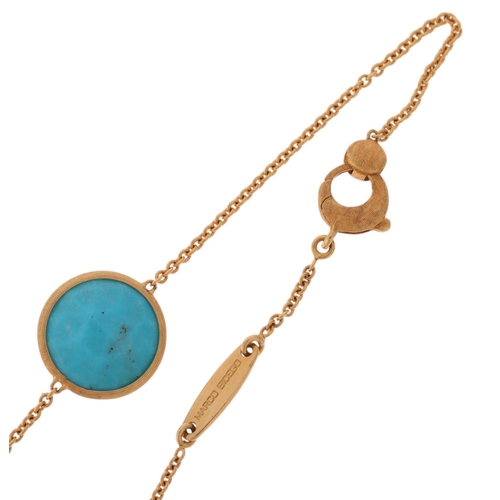 1150 - MARCO BICEGO - an Italian 18ct gold turquoise and lapis lazuli 'Jaipur' spacer link necklace, set wi... 