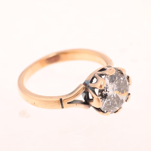 1188 - A 14ct gold 3.2ct single stone 'Dalmatian' diamond ring, claw set with 3.2ct modern round brilliant-... 