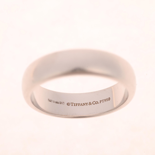 1194 - TIFFANY & CO - a platinum wedding band ring, maker T & Co, London 2016, plain D shape, signed Tiffan... 