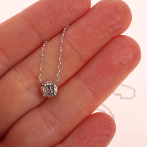 1197 - An 18ct white gold 0.8ct single stone diamond pendant necklace, claw set with modern round brilliant... 