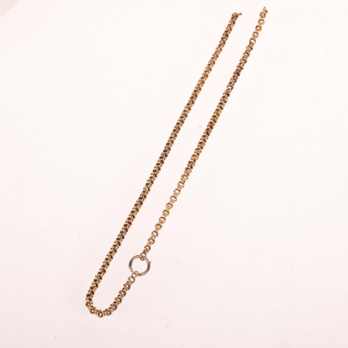 1220 - An Antique 9ct belcher link chain necklace, band width 4.4mm, 42cm, 10.3g