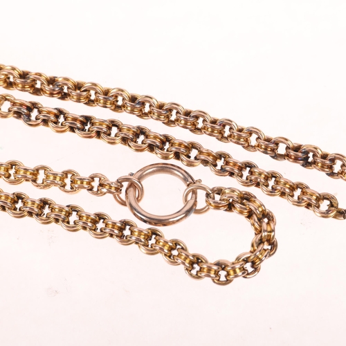 1220 - An Antique 9ct belcher link chain necklace, band width 4.4mm, 42cm, 10.3g