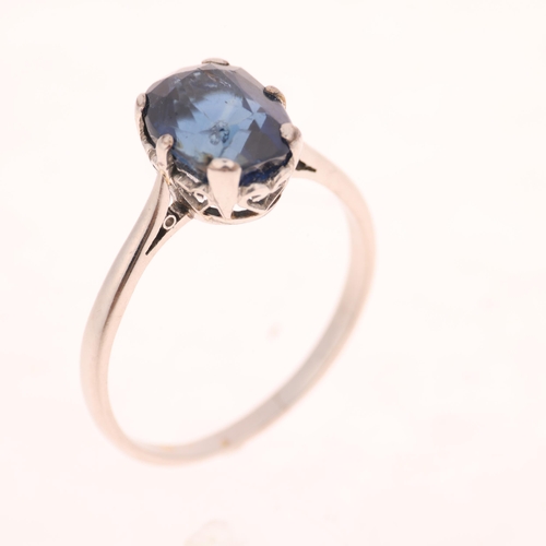 1258 - A platinum single stone sapphire ring, claw set with 3.75ct oval mixed-cut sapphire, sapphire weight... 