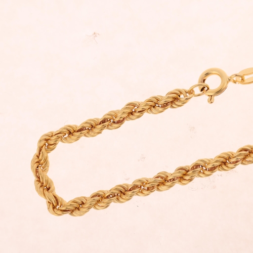 1269 - A 9ct gold rope twist chain bracelet, maker RA, import Sheffield 1981, 18cm, 2.9g