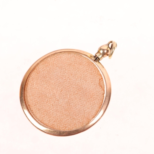 1288 - An Antique 9ct rose gold double-sided photo locket pendant, 38.1mm, 3.8g