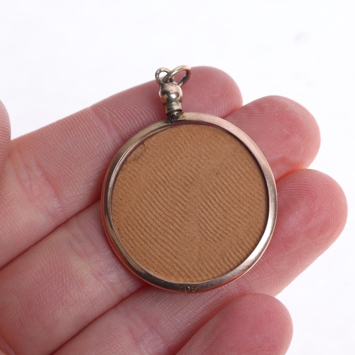 1288 - An Antique 9ct rose gold double-sided photo locket pendant, 38.1mm, 3.8g