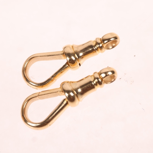 1297 - A pair of Antique 18ct gold dog clips, maker JG&S, 22.9mm, 5.7g total (2)