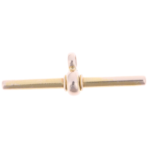 1301 - An Antique 15ct gold T-bar, maker JWB, 34.3mm, 3.7g