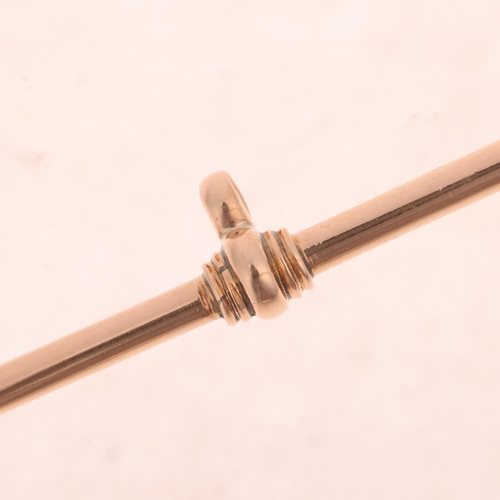 1303 - An Antique 9ct rose gold T-bar, maker W & Co, 41.6mm, 4.1g