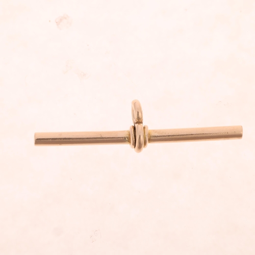 1304 - An Antique 9ct rose gold T-bar, maker S&S, no Birmingham date letter, 36.4mm, 2.4g